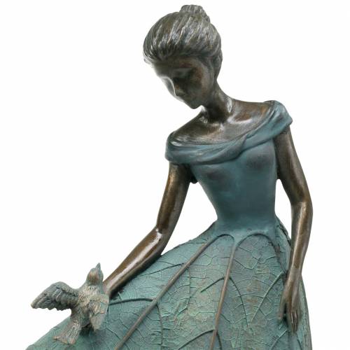 Floristik24 Gartenfigur Mädchen im Blütenkleid Bronze/Grün H52,5cm