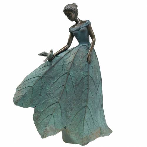 Floristik24 Gartenfigur Mädchen im Blütenkleid Bronze/Grün H52,5cm