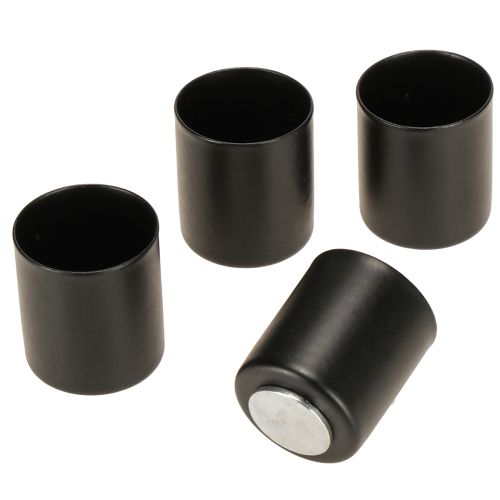 Floristik24 Magnet Kerzenhalter Stabkerzen Schwarz Metall H3cm 4 St