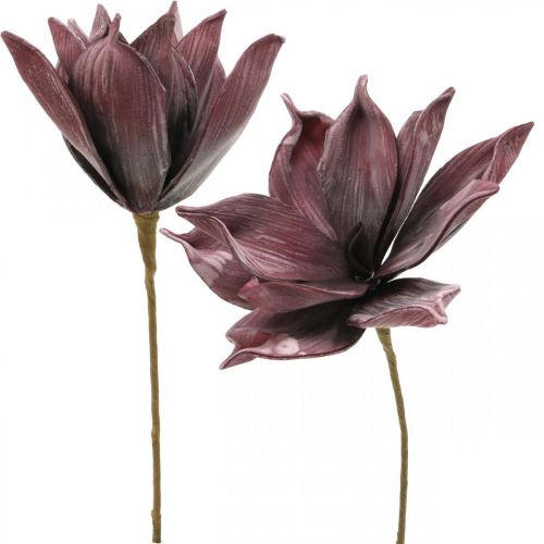 Floristik24 Kunstblume Magnolie Lila Foam Blume Ø10cm 6St