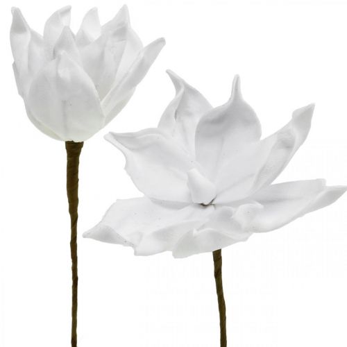 Floristik24 Künstliche Magnolie Weiß Kunstblume am Stiel Ø10cm Foam 6St