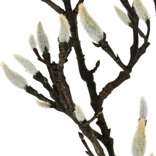 Artikel Künstlicher Magnolienzweig, Frühlingsdeko, Dekozweig mit Knospen Braun, Weiß L135cm