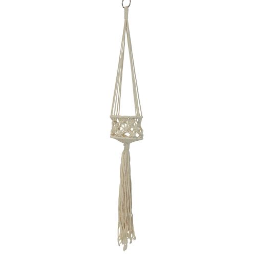 Makramee Hängedeko Creme im Boho Stil Ø12cm H79cm