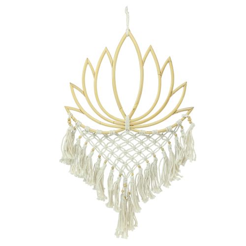 Floristik24 Makramee Wanddeko Lotus Deko Bambus Natur Creme 70cm