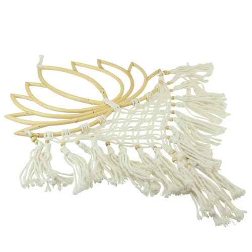 Floristik24 Makramee Wanddeko Lotus Deko Bambus Natur Creme 70cm