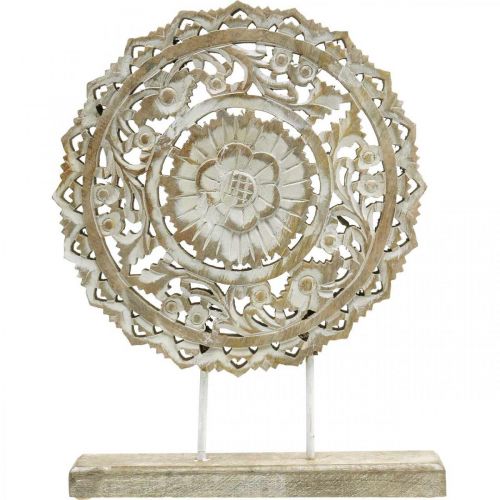Floristik24 Mandala zum Stellen, Florale Holzdeko, Tischschmuck, Sommerdeko Shabby Chic Natur H39,5cm Ø30cm