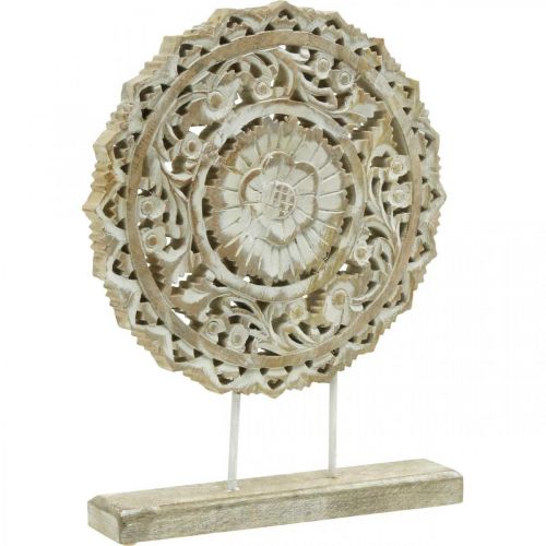 Artikel Mandala zum Stellen, Florale Holzdeko, Tischschmuck, Sommerdeko Shabby Chic Natur H39,5cm Ø30cm