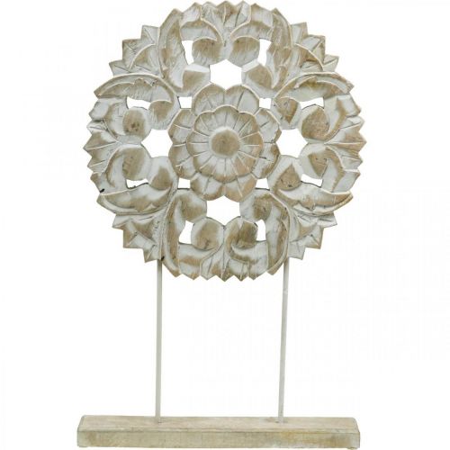 Floristik24 Florales Mandala, Holzdeko zum Stellen, Sommerdeko, Tischschmuck Shabby Chic Natur, Weiß H54,5cm Ø34cm