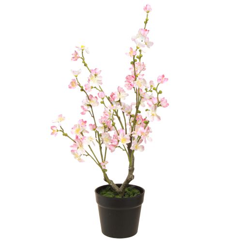 Floristik24 Mandelbaum Große Kunstpflanze im Topf Rosa Weiß 74cm