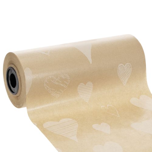 Manschettenpapier 25cm 100m Natur Herzen – Nassfestes Floristenpapier bestellen | Floristik24.at