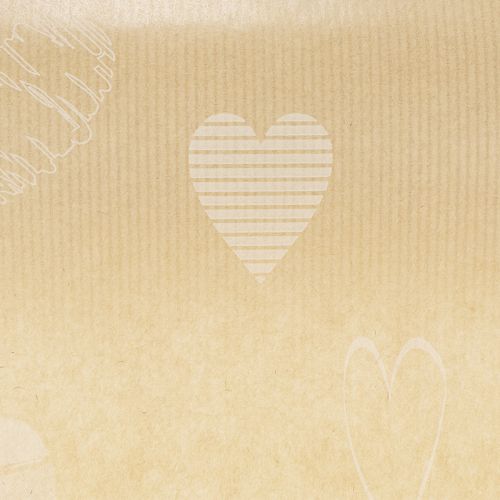 Manschettenpapier 25cm 100m Natur Herzen – Nassfestes Floristenpapier | Floristik24.at