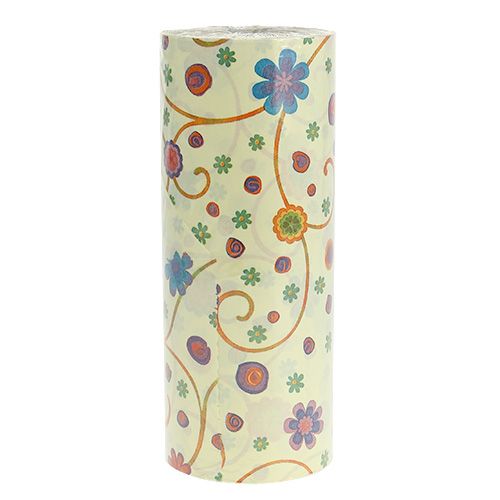 Floristik24 Manschettenpapier 25cm 100m Creme mit Blumen