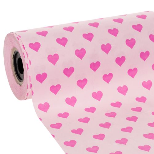 Manschettenpapier Rosa mit Herzmotiv 25 cm x 100 m für Dekoration