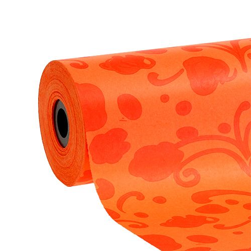 Floristik24 Manschettenpapier Orange mit Muster 25cm 100m