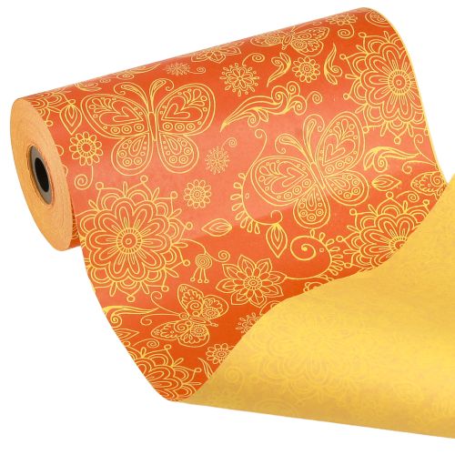 Floristik24 Manschettenpapier Orange Gelb Summertime 25cm 100m