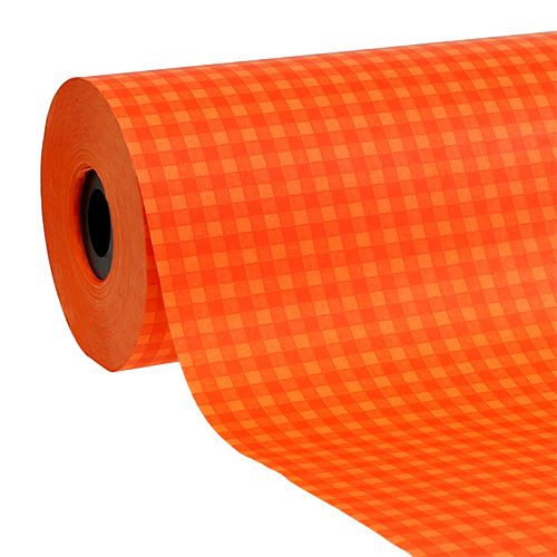 Floristik24 Manschettenpapier 37,5cm Orange Karo 100m