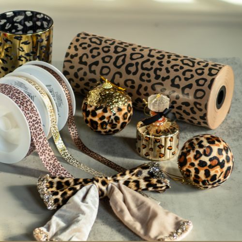 Artikel Manschettenpapier Leopard-Muster 25 cm x 100 m für Geschenk- und Wohnraumdekoration
