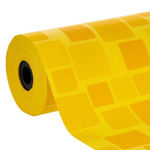 Floristik-Manschettenpapier aus Papier, 25 cm x 100 m, gelbes Mosaikmuster