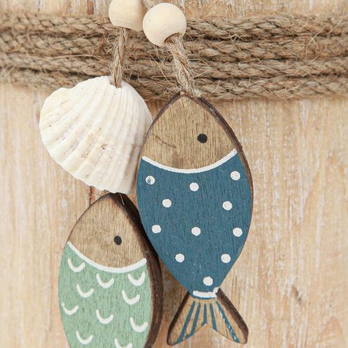 Artikel Maritime Deko Segelboot Holz mit Fischen Weiß Blau H24cm