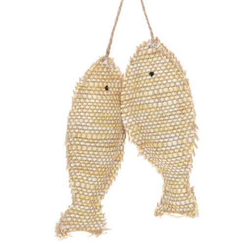 Artikel Maritime Hängedeko mit zwei Stroh- und Jutefischen, Naturfarben, Länge ca. 32 cm