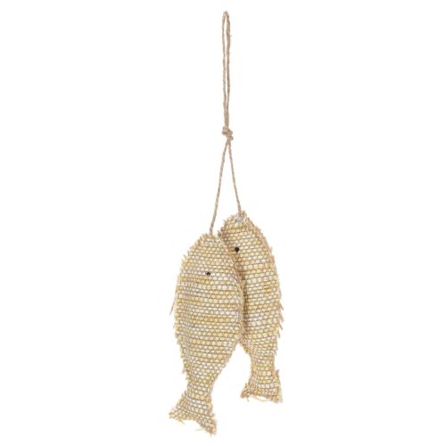 Maritime Hängedeko mit zwei Stroh- und Jutefischen, Naturfarben, Länge ca. 32 cm | Floristik24.at