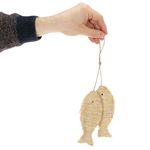 Artikel Maritime Hängedeko mit zwei Stroh- und Jutefischen, Naturfarben, Länge ca. 32 cm