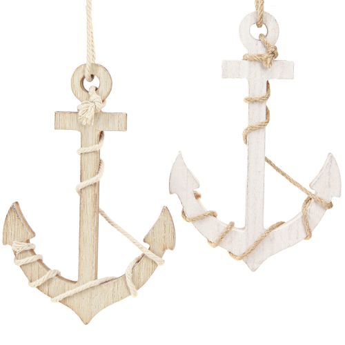 Artikel Maritime Holz Anker zum Hängen Weiß Natur 13,5×20cm 2 St