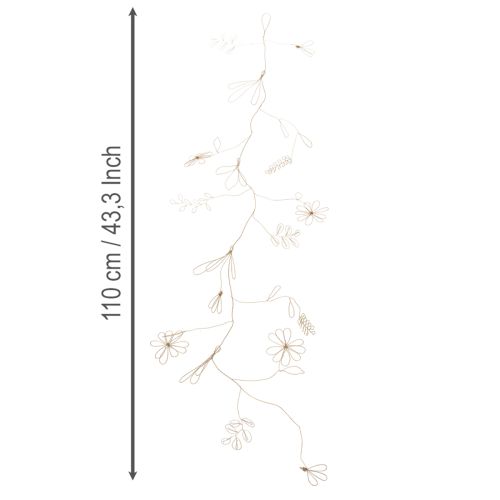 Artikel Metall Blumen Deko Girlande Draht für Blumenkranz Sommerdeko Wanddeko Gold 110cm