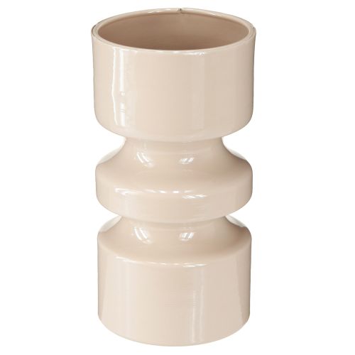 Floristik24 Metall Blumenvase Cappuccino Braun Emaille Ø9cm H17,5cm
