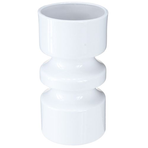 Floristik24 Metall Blumenvase in Creme Weiß Emaille Ø9cm H17,5cm