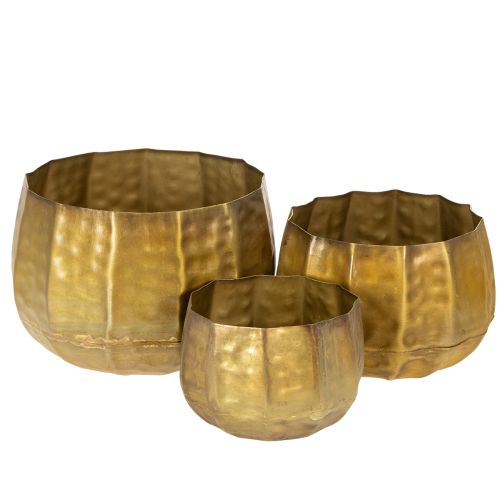 Metall Blumentopf-Set Antikes Messing Ø22 cm / 18 cm / 14 cm 3-teilig für Innenbereich bestellen | Floristik24.at