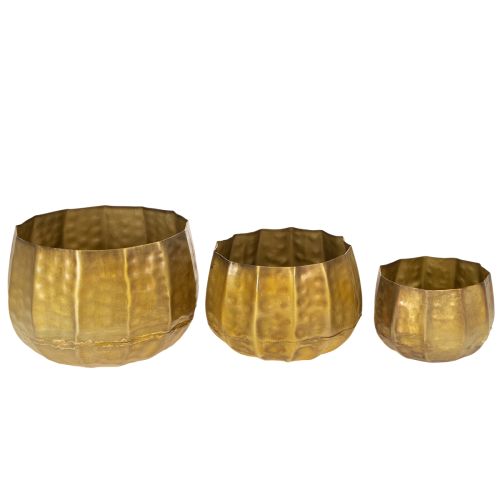 Metall Blumentopf-Set Antikes Messing Ø22 cm / 18 cm / 14 cm 3-teilig für Innenbereich | Floristik24.at
