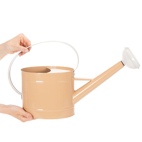 Metall Gießkanne, 52,5 cm, Hellbraun, Retro-Stil, Tisch- und Sommerdekoration | Floristik24.at