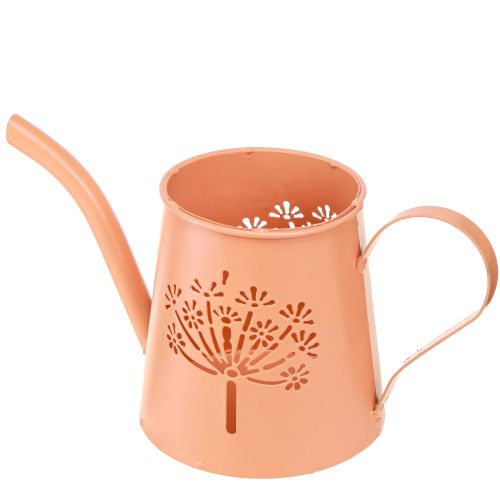 Floristik24 Metall Deko Gießkanne mit Pusteblume Orange H12cm 2St