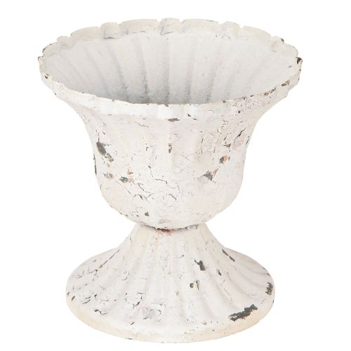 Artikel Metall Deko Pokal klein Shabby Chic Weiß Ø8,5cm H8cm 2St