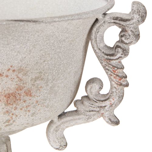 Artikel Metall Deko Pokal mit Henkeln Vintage Grau Rost H18,5cm