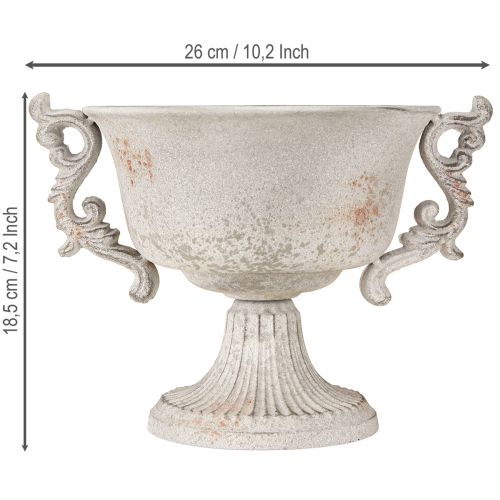 Artikel Metall Deko Pokal mit Henkeln Vintage Grau Rost H18,5cm
