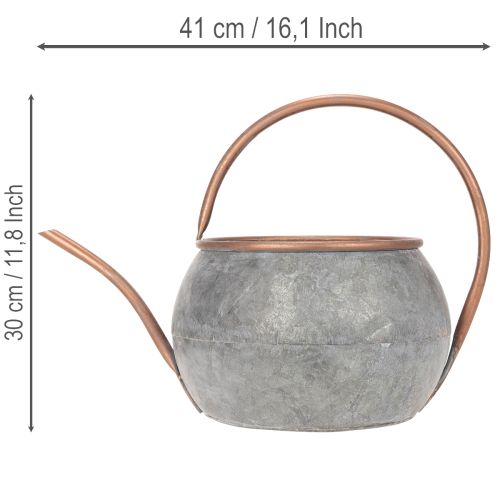 Metall Gießkanne 41cm Silber Kupfer, Pflanzgefäß, Gartendekoration | Floristik24.at