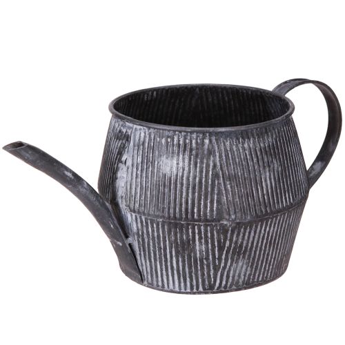 Floristik24 Metall Kanne Deko Vintage Rillen in Schwarz H12,5cm