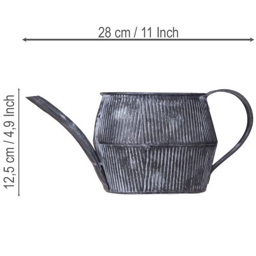 Artikel Metall Kanne Deko Vintage Rillen in Schwarz H12,5cm