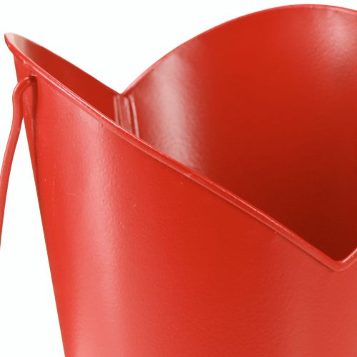 Artikel Metall Übertopf Herz Deko mit Henkel Rot Ø12cm H15/9cm