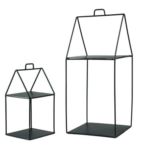 Floristik24 Metall Deko Häuser Schwarz Vintage H28/50cm 2er-Set