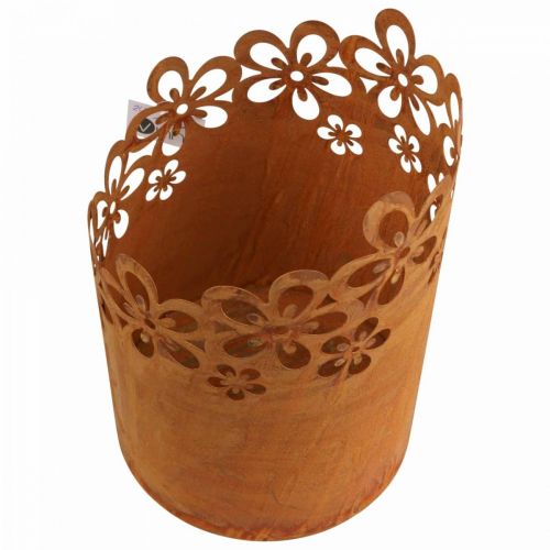 Floristik24 Metall Deko Rost Windlicht Übertopf Metall Ø16cm H23cm