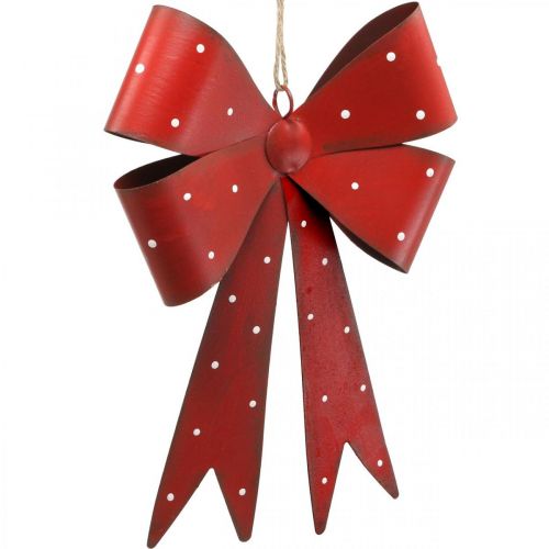 Floristik24 Metall Deko Wand Hänger Schleife Rot Punkte Weiß 19×16×2,5cm