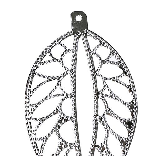 Floristik24 Metallblatt zum Hängen Silber 4cm x 7cm 24St