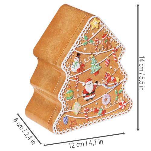 Weihnachtsdose Metall im Set Lebkuchenhaus und Tannenbaum, 14 cm hoch | Floristik24.at