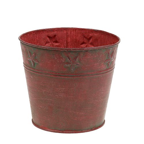 Metalleimer Rot mit Sternen Ø15cm H13cm | Floristik24.at