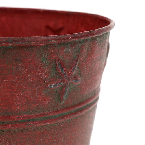 Metalleimer Rot mit Sternen Ø15cm H13cm | Floristik24.at