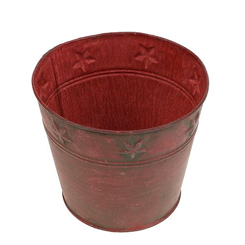 Metalleimer Rot mit Sternen Ø15cm H13cm | Floristik24.at