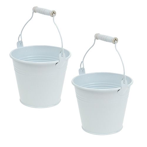 Metalleimer Weiß Ø10cm H8cm 10St | Floristik24.at